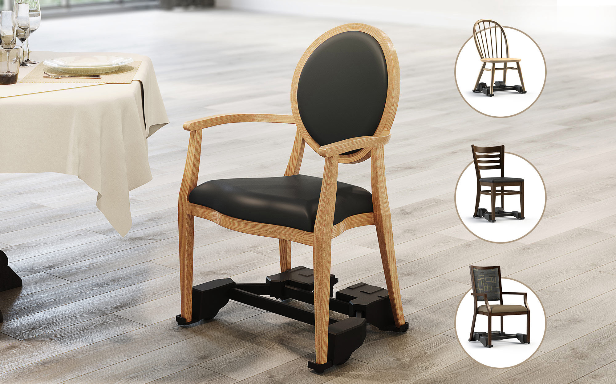 The CHAIR CADDIE enables a caregiver to move a seated person upto and