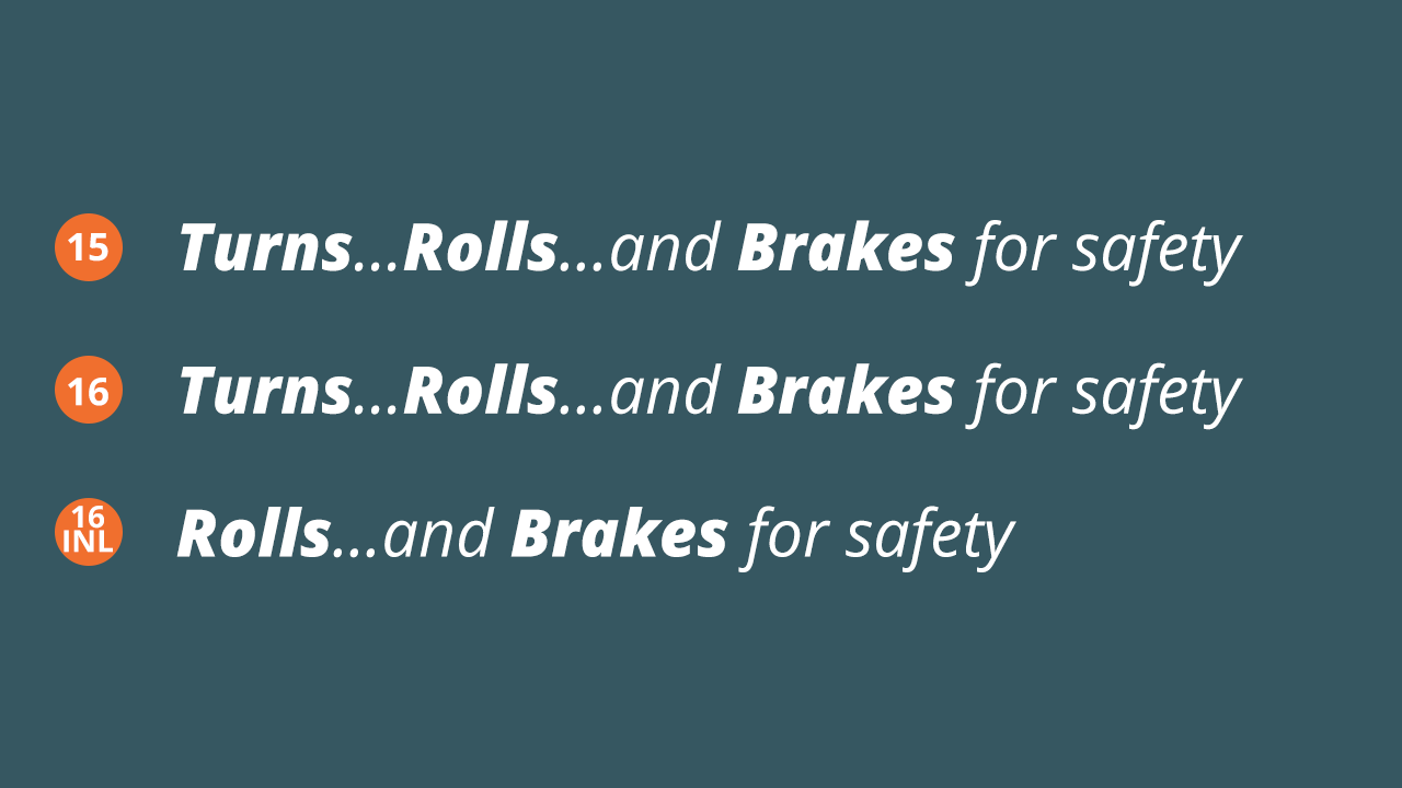 Turns...Rolls..and Brakes for safety