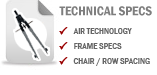 Air Technology, Frame Specs, and Chair/Row Spacing